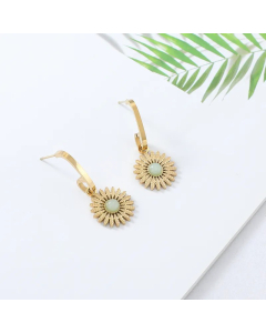 Simple Fashion Sun Flower Inlaid Stone Earrings