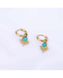 Colorza Jewelry Wholesale New Stainless Steel Small Turquoise Pendant Earrings
