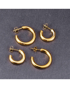 Colorza Jewelry Wholesale Fashion C-Shaped Titanium Steel Golden Earrings