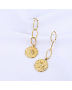 Colorza Jewelry Wholesale New Stainless Steel Round Star Pendants Long Earrings