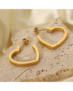 Wholesale Jewelry Flat Peach Heart Stainless Steel Simple Earrings Colorza