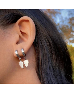 Wholesale Jewelry Simple Stainless Steel Cracked Heart Ear Buckle Colorza