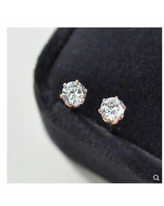 Wholesale Jewelry Six-Claw Single Diamond Korean Style Earrings Colorza