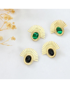 Wholesale Jewelry Fan-Shaped Stone Stainless Steel Earrings Colorza