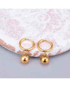 Wholesale Jewelry Round Bead Titanium Steel Gold Plated Earrings Colorza