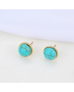 Wholesale Simple Round Turquoise Stainless Steel Earrings Colorza