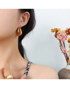 Wholesale Fashion Titanium Steel Plated 18K Gold U-Shaped Earrings Colorza