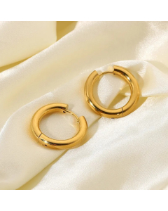 Wholesale Fashion Double Gold-Plated Stainless Steel Solid Hoop Earrings Colorza