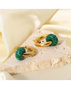Wholesale Fashion 18K Gold-Plated Stainless Steel Color Stone Earrings Colorza