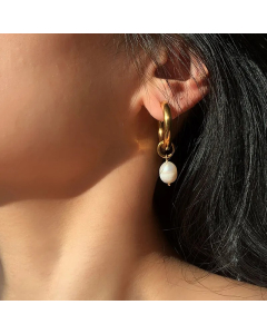 Wholesale Fashion 18K Gold-Plated Single Freshwater Pearl Pendant Earrings Colorza