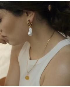 Fashion Irregular Titanium Steel Earrings Gold Plated Artificial Pearls Stainless Steel Earrings