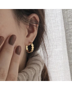 Wholesale Jewelry Matte Disc C-Shaped Titanium Steel Stud Earrings Colorza
