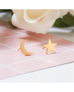 Simple Star Moon Stainless Steel Earrings Wholesale