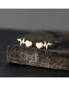 Simple Heart-Shape Electrocardiogram Alloy Earrings Wholesale
