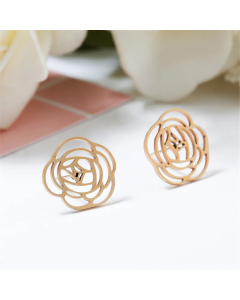 Simple Hollow Rose Stainless Steel Earrings Wholesale