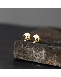 Simple Glossy Gold Silver Umbrella Earrings