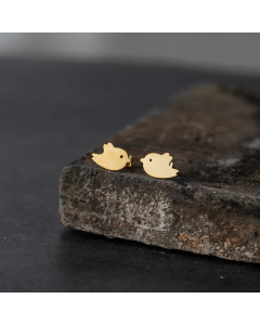 Fashion Glossy Gold Silver Bird Stainless Steel Earrings Wholesale