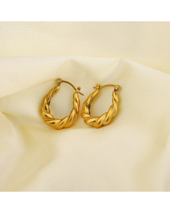 Fashion Stainless Steel Twisted Pair Crude Croissant Earrings