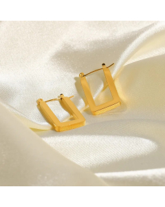 Simple Gold Plating Stainless Steel Square Large Hoop Earrings