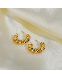 Fashion Gold-Plated Stainless Steel Twist Spiral Hoop Earrings