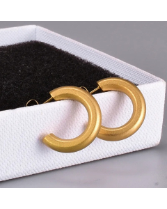 Retro Sandblasted C-Shaped Titanium Steel Earrings