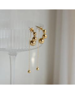 Wholesale Earrings Retro Metal Ball Gold Bead Tassel Titanium Steel Stud Earrings
