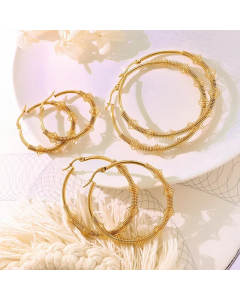Simple Hip-Hop Spring Wire Large Titanium Steel Hoop Earrings