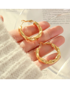 Retro Twisted C-Shaped Titanium Steel Irregular Earrings