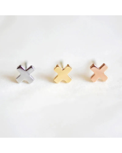 New Earrings Titanium Steel Minimalist Bright Cross Stainless Steel Earrings Simple Korean Earrings