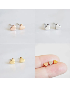 New Earrings Titanium Steel Shiny Heart Shape Stainless Steel Stud Earrings Simple Earrings