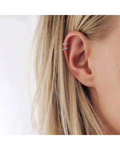 Stainless Steel Double-Layer Unisex Simple Fashion Gold-Plated Non-Pierced Earrings