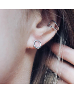 Hot-Saling Simple Stainless Steel Hollow Geometric Round Women 316L Earrings