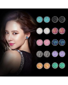 Geometric Round Frosted Dream Starry Sky Time Gems Starry Stainless Steel Earrings