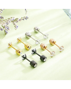 Fashion Stainless Steel Round Zircon Fine Needle Four-Claw Zircon Earrings_colorza_2