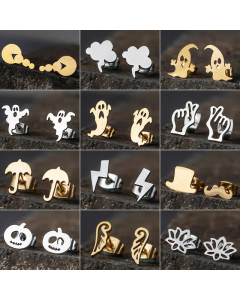 Simple Stainless Steel Halloween Pumpkin Earrings Wholesale