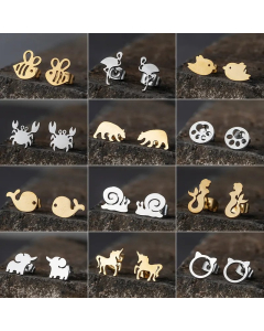 Simple Stainless Steel Animal Earrings Wholesale