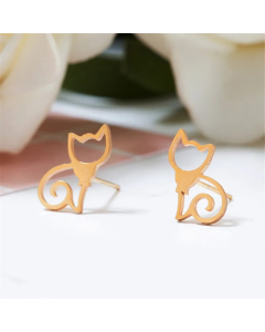 Simple Cat Stainless Steel Earrings Wholesale