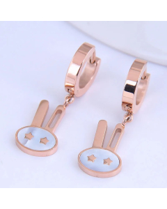 Cute Little Rabbit Leaf Titanium Steel Earrings