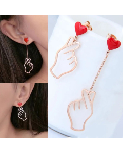 Korean New Titanium Steel Earrings Simple Titanium Steel Gesture Asymmetric Earrings Colorza Wholesale