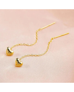 New Heart-Shaped Women Thin Tassel Titanium Steel Earrings