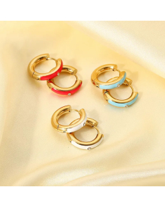 Retro Zircon Inlaid Oil Drop 14K Gold Stainless Steel Women Earring