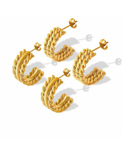 Fashion Solid Color Titanium Steel C Shape Creative Geometric Earrings Wholesale
