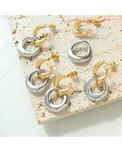 Simple Double Detachable Titanium Steel Earrings
