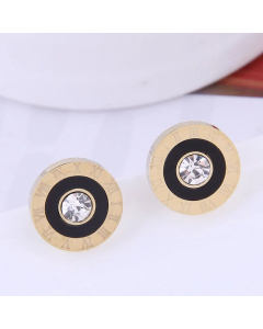 Korean Fashion OL Concise Titanium Steel Round Personality Stud Earrings