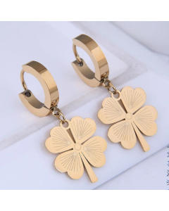 Korean Fashion Simple Four-Leaf Clover Titanium Steel Personalized Ear Buckles