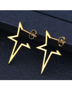 Hollow Star Titanium Steel Hypoallergenic Earrings
