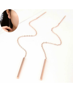 Korean Fashion Long Earrings Simple Titanium Steel Personalized Earrings