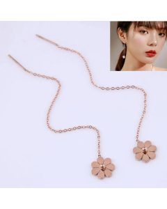Koreanchrysanthemum Long Earrings Simple Titanium Steel Personalized Earrings
