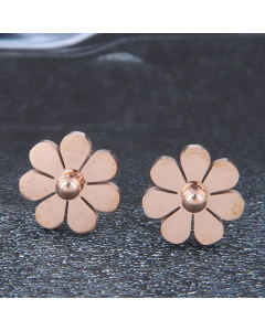 Korean Fashion Sweet OL Chrysanthemum Titanium Steel Personality Female Stud Earrings