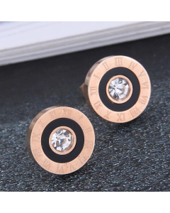 Korean Fashion Sweet And Simple Round Personality Earrings In Titanium Steel